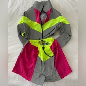Nylon crop jacket and shorts set